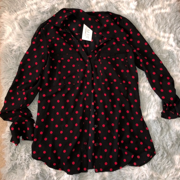 EXPRESS Polka Dot Button Up 🔴 - Picture 2 of 4
